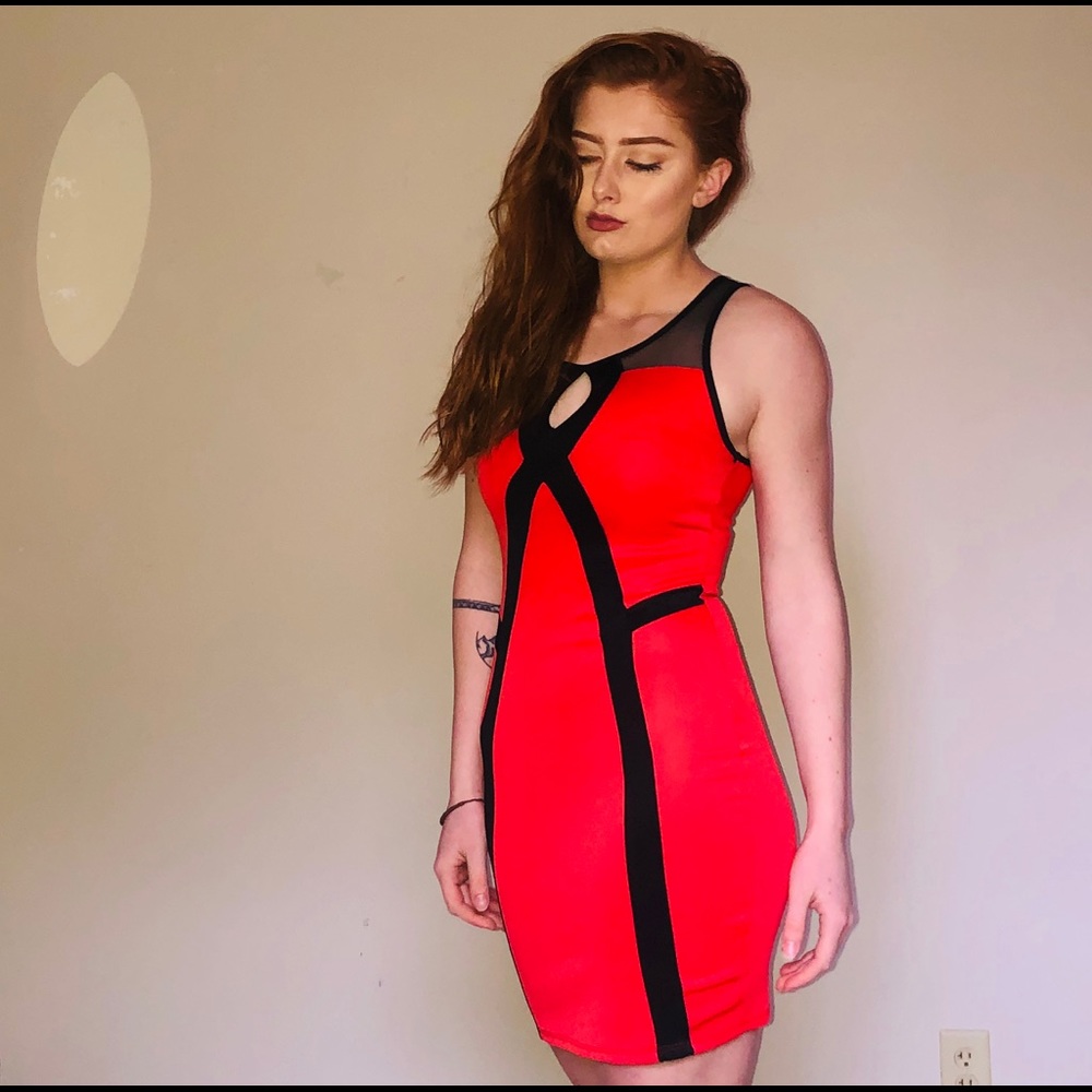 Sexy red body-con dress